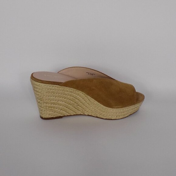 Kate Spade New York Slide Wedge Sandals Espadrille 4" Heel Suede Size 9.5 Thea - Picture 8 of 11